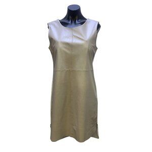 My Tribe Taupe & Cream Leather Front Shift Dress Size Small
